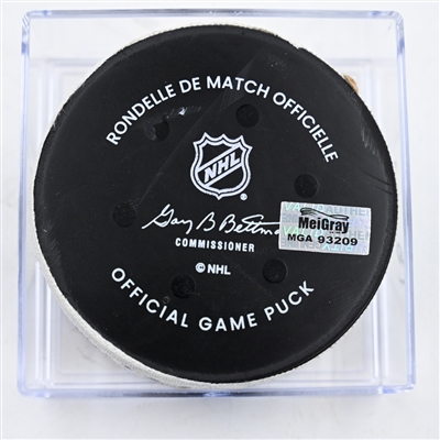 Evgenii Dadonov - Dallas Stars - Goal Puck - February 22, 2025 vs. New Jersey Devils (Devils Logo)