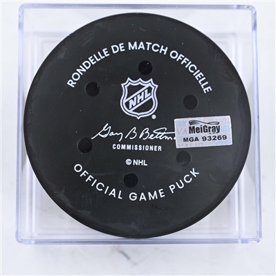 Justin Danforth - Columbus Blue Jackets - Goal Puck - February 6, 2025 vs. Utah Hockey Club (Blue Jackets Logo)