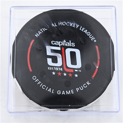 Josh Doan - Utah Hockey Club - Goal Puck - February 9, 2025 vs. Washington Capitals (Capitals' 50th Anniversary Logo)