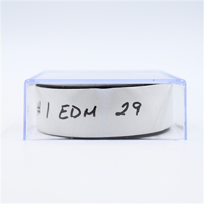 Leon Draisaitl - Edmonton Oilers - Goal Puck - February 23, 2025 vs. Washington Capitals (Capitals' 50th Anniversary Logo)