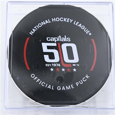 Pierre-Luc Dubois - Washington Capitals - Goal Puck - February 1, 2025 vs. Winnipeg Jets (Capitals' 50th Anniversary Logo)