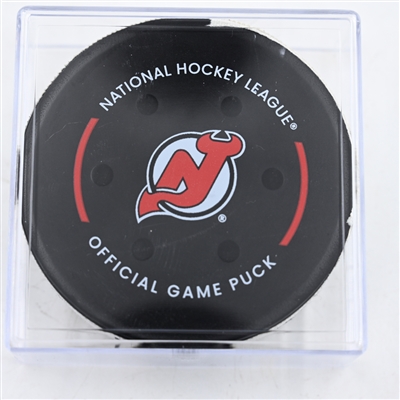 Matt Duchene - Dallas Stars - Goal Puck - February 22, 2025 vs. New Jersey Devils (Devils Logo)