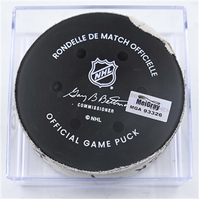 Jack Eichel - Vegas Golden Knights - Goal Puck - February 6, 2025 vs. New Jersey Devils (Devils Logo)