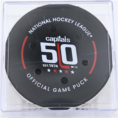 Lars Eller - Washington Capitals - Goal Puck - February 4, 2025 vs. Florida Panthers (Capitals' 50th Anniversary Logo)
