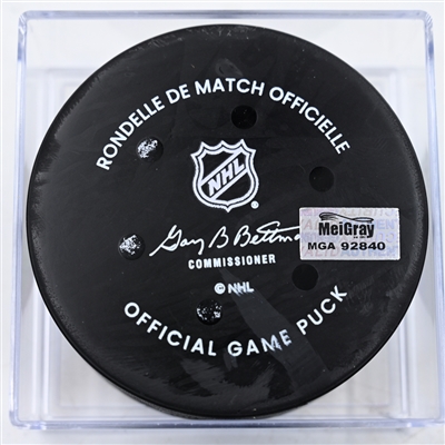 Adam Fantilli - Columbus Blue Jackets - Goal Puck - February 22, 2025 vs. Chicago Blackhawks (Blue Jackets Logo)