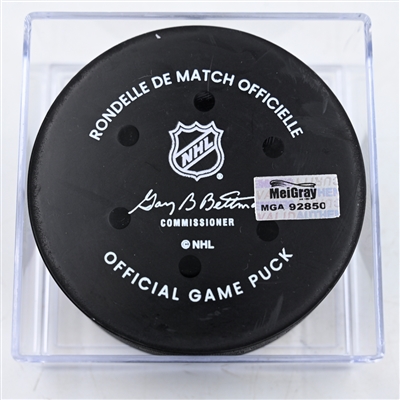 Adam Fantilli - Columbus Blue Jackets - Goal Puck - February 26, 2025 vs. Dallas Stars (Blue Jackets Logo)