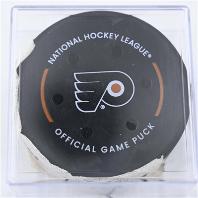 Joel Farabee - Philadelphia Flyers - Goal Puck - January 21, 2025 vs. Detroit Red Wings (Flyers Logo)