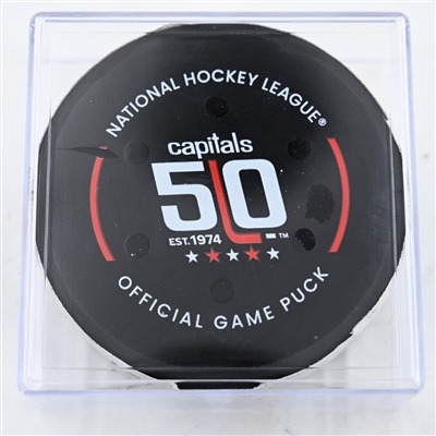 Martin Fehervary - Washington Capitals - Goal Puck - March 3, 2025 vs. Ottawa Senators (Capitals' 50th Anniversary Logo)