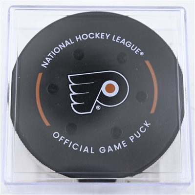 Tyson Foerster - Philadelphia Flyers - Goal Puck - February 6, 2025 vs. Washington Capitals (Flyers Logo)