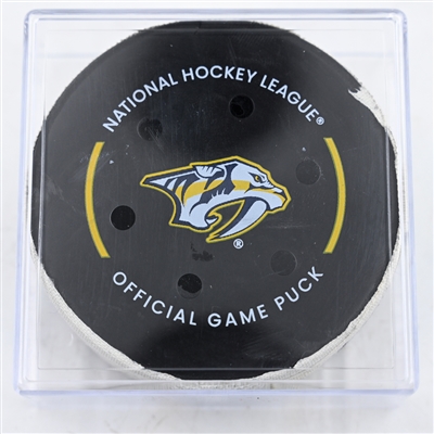 Filip Forsberg - Nashville Predators - Goal Puck - February 8, 2025 vs. Buffalo Sabres (Predators Logo)