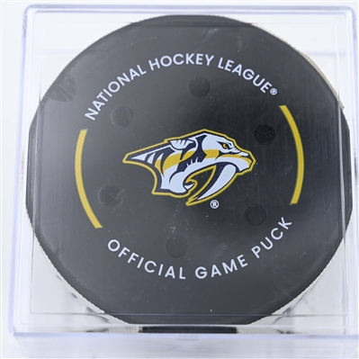 Filip Forsberg - Nashville Predators - Goal Puck - January 18, 2025 vs. Minnesota Wild (Predators Logo)