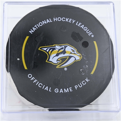 Filip Forsberg - Nashville Predators - Goal Puck - January 21, 2025 vs. San Jose Sharks (Predators Logo)