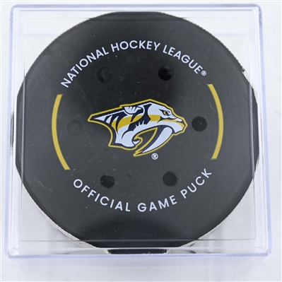 Adam Gaudette - Ottawa Senators - Goal Puck - February 3, 2025 vs. Nashville Predators (Predators Logo)