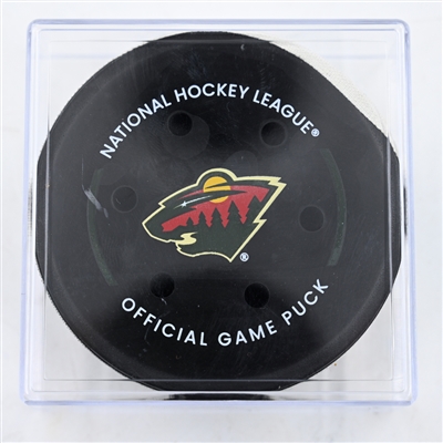 Fredrick Gaudreau - Minnesota Wild - Goal Puck - February 8, 2025 vs. New York Islanders (Wild Logo)
