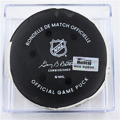 Fredrick Gaudreau - Minnesota Wild - Goal Puck - March 2, 2025 vs. Boston Bruins (Wild Logo)