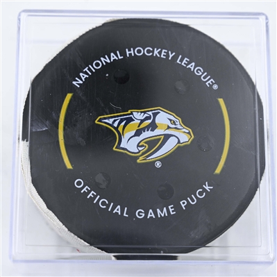 Mikael Granlund - San Jose Sharks - Goal Puck - January 21, 2025 vs. Nashville Predators (Predators Logo)