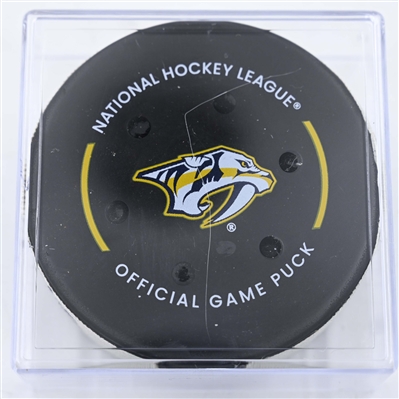 Ridly Greig - Ottawa Senators - Goal Puck - February 3, 2025 vs. Nashville Predators (Predators Logo)