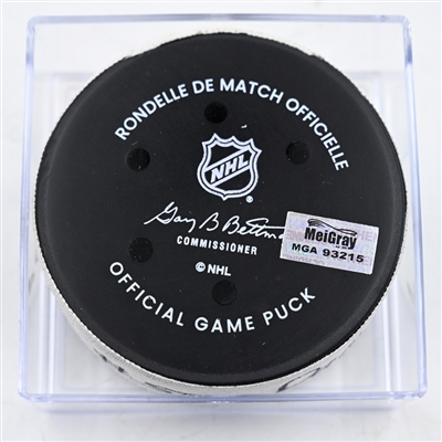 Thomas Harley - Dallas Stars - Goal Puck - February 22, 2025 vs. New Jersey Devils (Devils Logo)