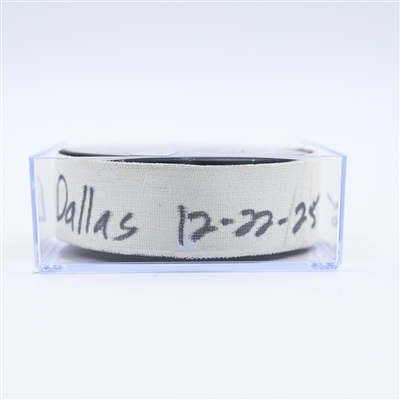 Thomas Harley - Dallas Stars - Goal Puck - February 22, 2025 vs. New Jersey Devils (Devils Logo)