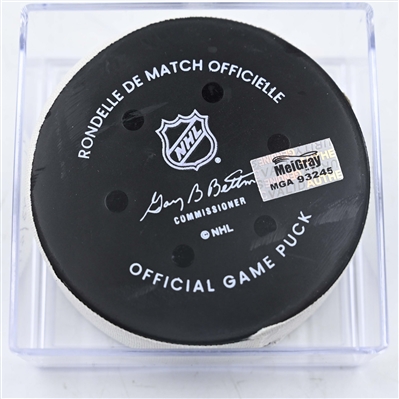 Barrett Hayton - Utah Hockey Club - Goal Puck - January 23, 2025 vs. Minnesota Wild (Wild Logo)