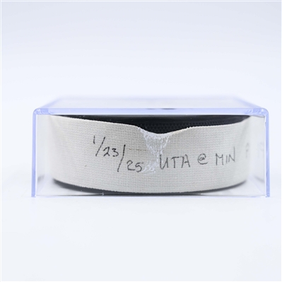 Barrett Hayton - Utah Hockey Club - Goal Puck - January 23, 2025 vs. Minnesota Wild (Wild Logo)