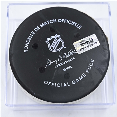 Barrett Hayton - Utah Hockey Club - Goal Puck - January 23, 2025 vs. Minnesota Wild (Wild Logo)