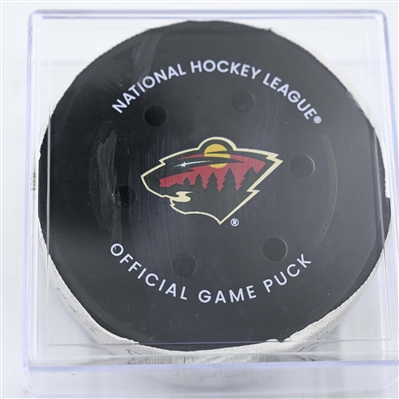 Vinnie Hinostroza - Minnesota Wild - Goal Puck - February 6, 2025 vs. Carolina Hurricanes (Wild Logo)