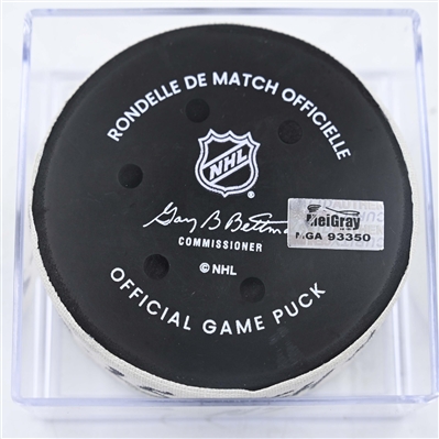 Nils Hoglander - Vancouver Canucks - Goal Puck - January 29, 2025 vs. Nashville Predators (Predators Logo)