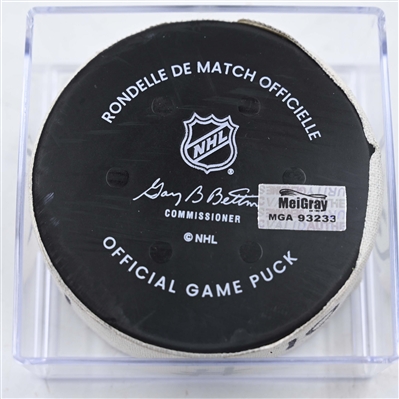 Simon Holmstrom - New York Islanders - Goal Puck - January 30, 2025 vs. Philadelphia Flyers (Flyers Logo)