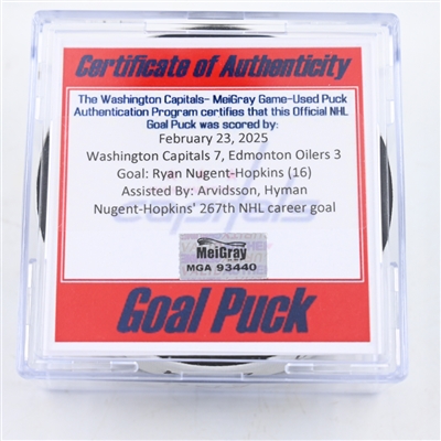 Ryan Nugent-Hopkins - Edmonton Oilers - Goal Puck - February 23, 2025 vs. Washington Capitals (Capitals 50th Anniversary Logo)