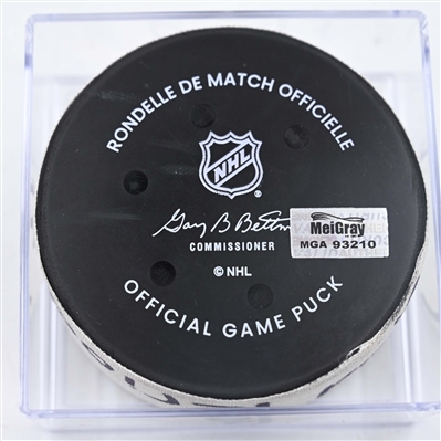 Luke Hughes - New Jersey Devils - Goal Puck - January 29, 2025 vs. Philadelphia Flyers (Devils Logo)