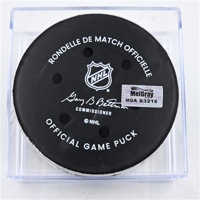 Jack Hughes - New Jersey Devils - Goal Puck - February 22, 2025 vs. Dallas Stars (Devils Logo)