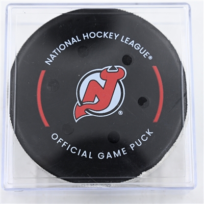 Jack Hughes - New Jersey Devils - Goal Puck - February 22, 2025 vs. Dallas Stars (Devils Logo)