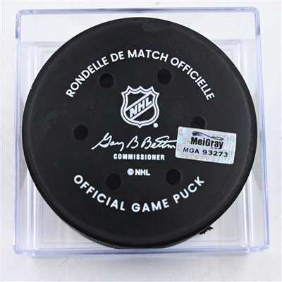 Arthur Kaliyev - New York Rangers - Goal Puck - February 8, 2025 vs. Columbus Blue Jackets (Blue Jackets Logo)