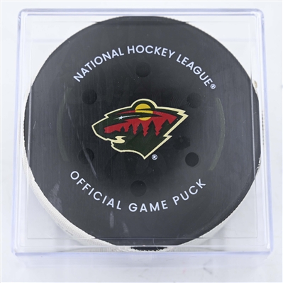 Clayton Keller - Utah Hockey Club - Goal Puck - January 23, 2025 vs. Minnesota Wild (Wild Logo)