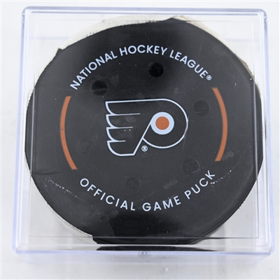 Travis Konecny - Philadelphia Flyers - Goal Puck - February 8, 2025 vs. Pittsburgh Penguins (Flyers Logo)