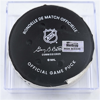 Luke Kunin - San Jose Sharks - Goal Puck - January 21, 2025 vs. Nashville Predators (Predators Logo)