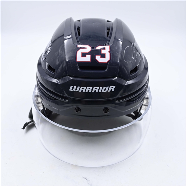 Collin Saccoman - Kalamazoo Wings - Team-Issued Navy, Warrior Helmet - 2025 Warrior/ECHL Hockey Heritage Classic - Autographed