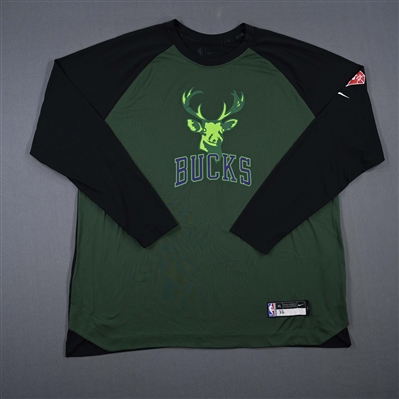 Khris Middleton - Milwaukee Bucks - Game-Issued City Edition Long-Sleeved Shooting Shirt  - 2021-22 NBA Season
