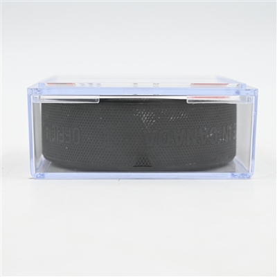 New Jersey Devils - Game Puck - April 25, 2025 vs. Carolina Hurricanes - 2025 Stanley Cup Playoffs - Round 1, Game 3 (Devils Logo)