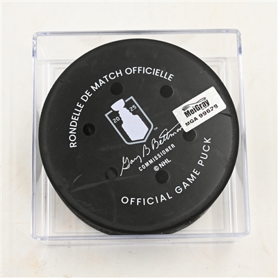 New Jersey Devils - Game Puck - April 25, 2025 vs. Carolina Hurricanes - 2025 Stanley Cup Playoffs - Round 1, Game 3 (Devils Logo)