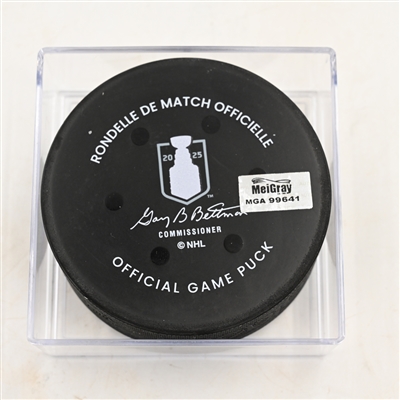 New Jersey Devils - Game Puck - April 27, 2025 vs. Carolina Hurricanes - 2025 Stanley Cup Playoffs - Round 1, Game 4 (Devils Logo)
