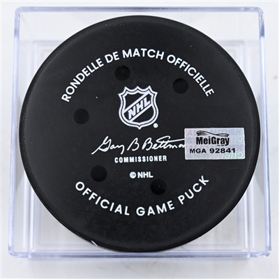 Kirill Marchenko - Columbus Blue Jackets - Goal Puck - February 26, 2025 vs. Dallas Stars (Blue Jackets Logo)