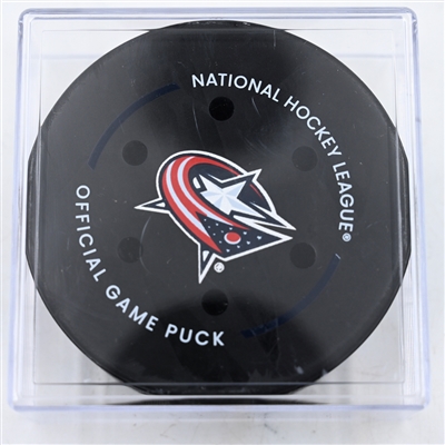 Kirill Marchenko - Columbus Blue Jackets - Goal Puck - February 26, 2025 vs. Dallas Stars (Blue Jackets Logo)