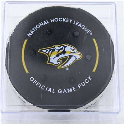 Jonathan Marchessault - Nashville Predators - Goal Puck - January 21, 2025 vs. San Jose Sharks (Predators Logo)
