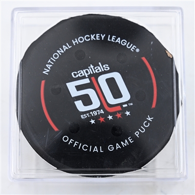Connor McMichael - Washington Capitals - Goal Puck - March 3, 2025 vs. Ottawa Senators (Capitals' 50th Anniversary Logo)