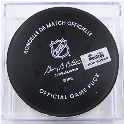 Dawson Mercer - New Jersey Devils - Goal Puck - January 22, 2025 vs. Boston Bruins (Devils Logo)