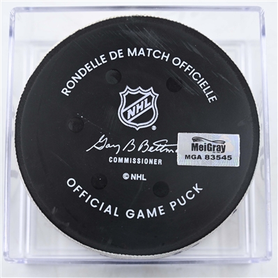 Dawson Mercer - New Jersey Devils - Goal Puck - January 22, 2025 vs. Boston Bruins (Devils Logo)