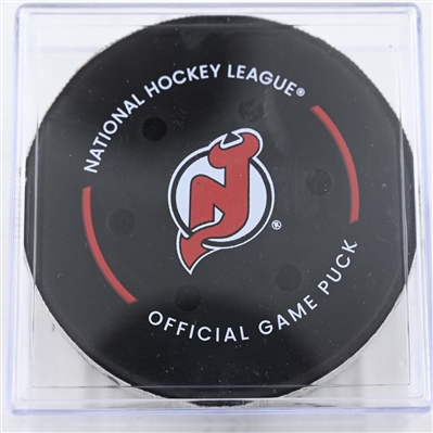 Dawson Mercer - New Jersey Devils - Goal Puck - January 29, 2025 vs. Philadelphia Flyers (Devils Logo)