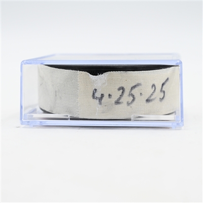 Dawson Mercer - New Jersey Devils - Goal Puck - April 25, 2025 vs. Carolina Hurricanes - 2025 Stanley Cup Playoffs - Round 1, Game 3 (Devils Logo)